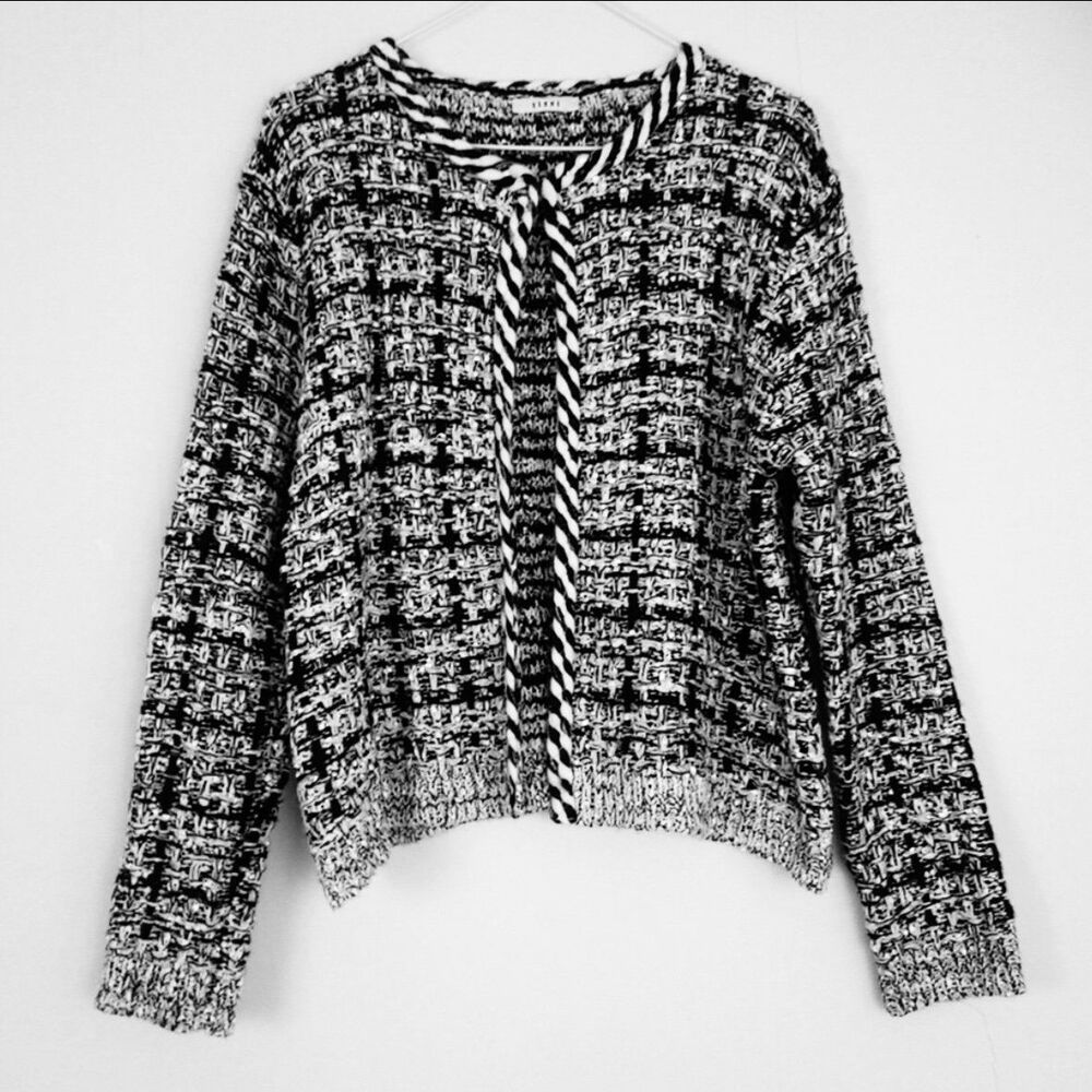 Sioni Tweed Boucle Knit Cardigan Sweater Blazer Women's Size Small